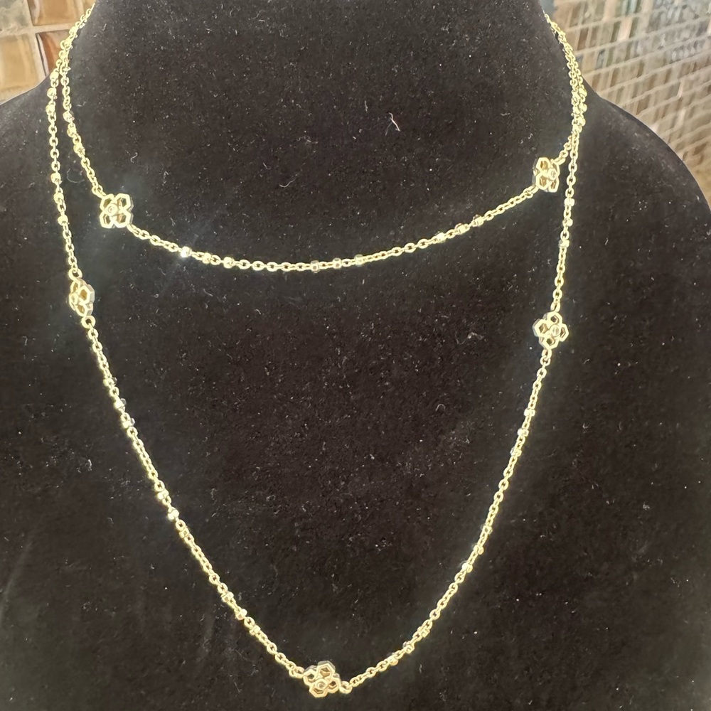 Kendra Scott Gold Chain Necklace with Floral Accents new without tags